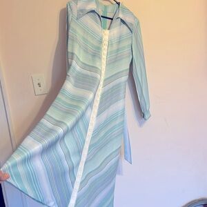 Vintage Sears Pastel Green and Pink Chevron Striped dress